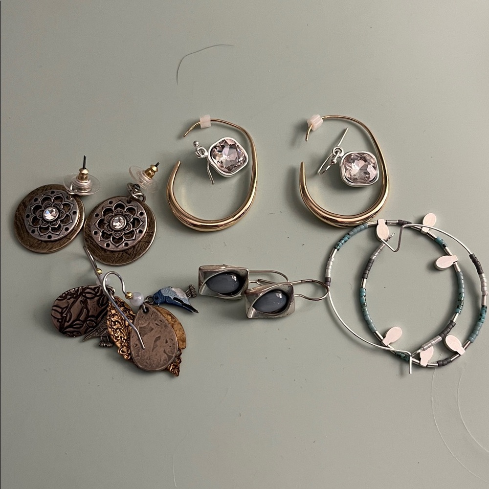 Elegant Gold Hoop -  gold and silver -‎ silver hoops - bird - blue silver